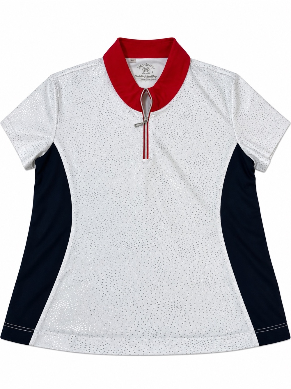 Monterey Club Silver Metallic Golf Top Red Navy Women’s XL